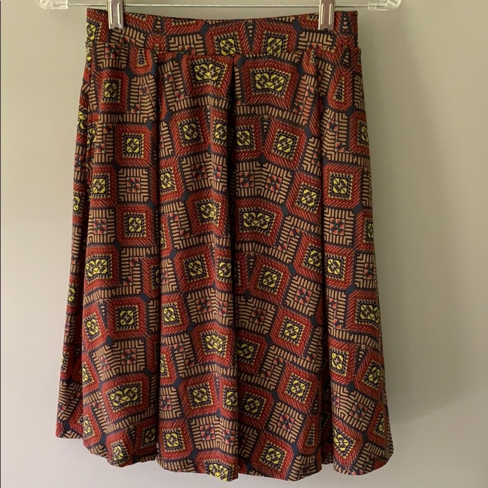 LuLaRoe XS Madison skirt  pockets navy red NWOT